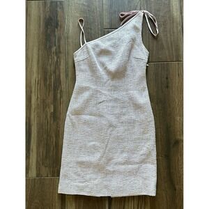 Luca Luca Pink One Shoulder Tweed Mini Dress Silk Lined Sz 42 EU